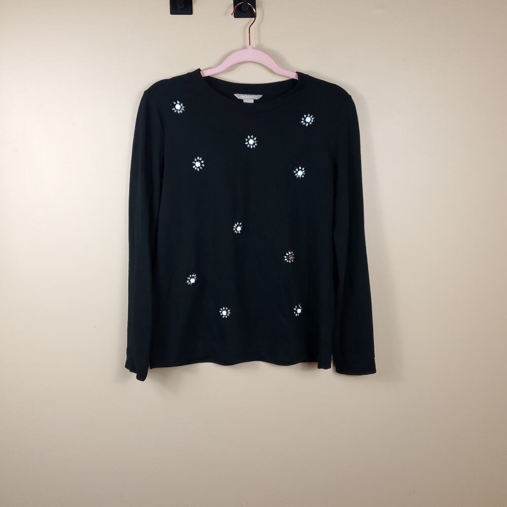 Banana Republic Black Sophia Beaded Crewneck Sweatshirt Size S
